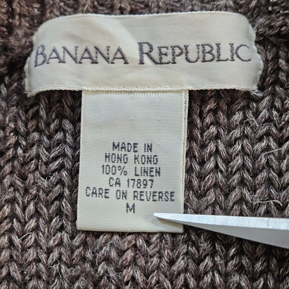 Banana Republic Linen Sweater Men M Brown Ombre LS Crewneck Sustainable Neutral - Picture 3 of 14